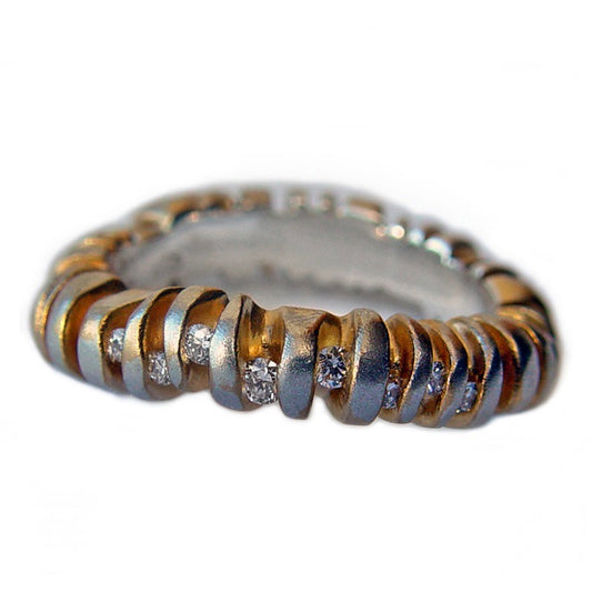 8 Diamond Jewelled Silver Band