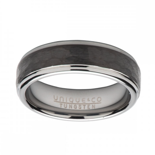 Tungsten Hammered Ring