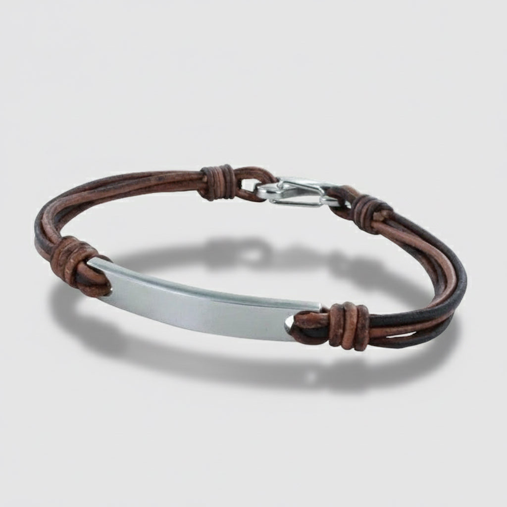 Leather ID Brown Bracelet