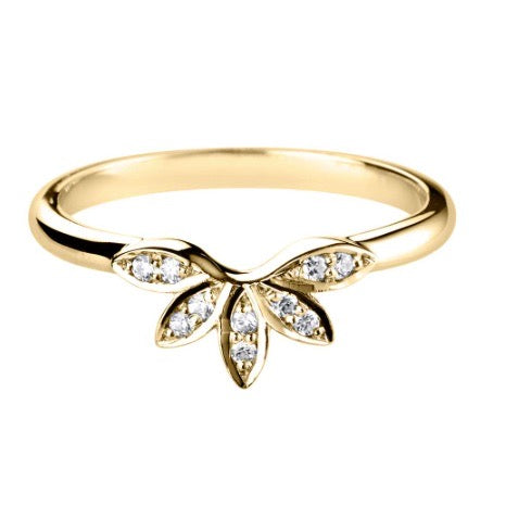 Petal Flower Stone Set Shaped Wedding Band