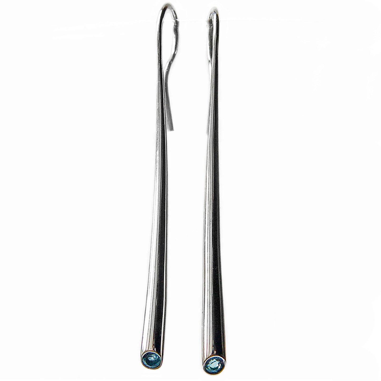 Long Silver Wiggly Drop Earrings