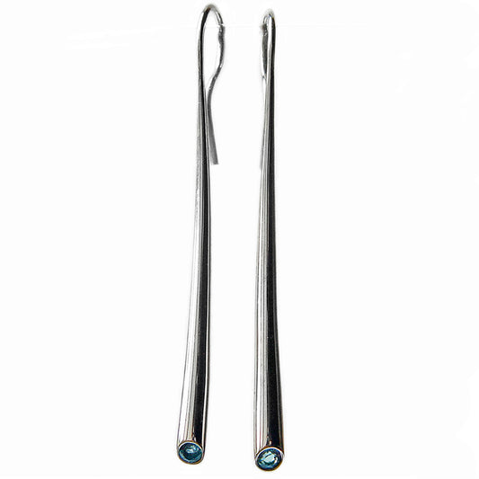 Long Silver Wiggly Drop Earrings