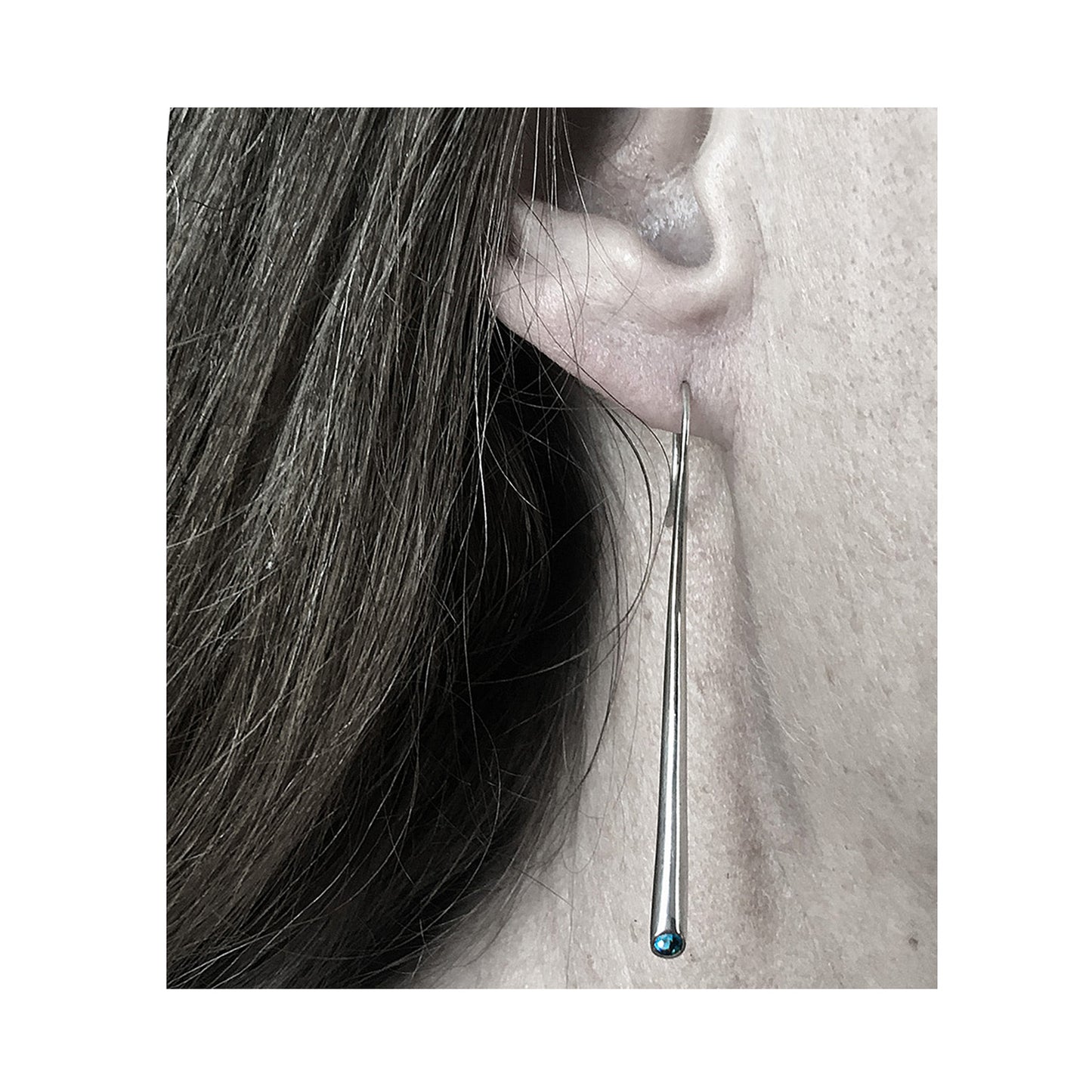 Long Silver Wiggly Drop Earrings