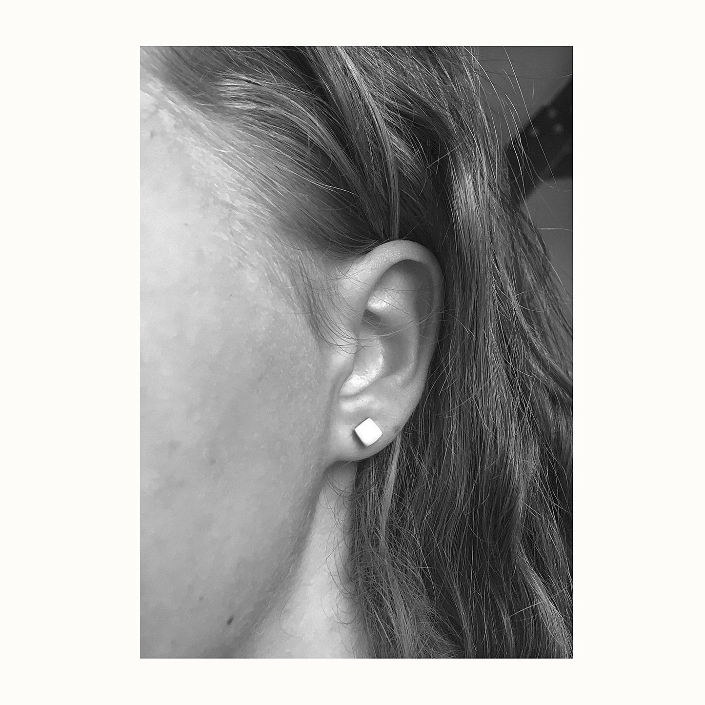 Square Silver Stud Earrings