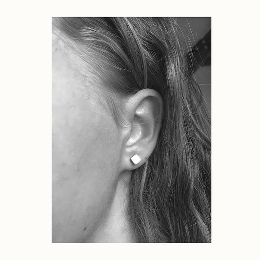 Square Silver Stud Earrings