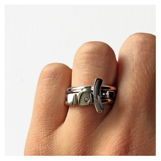 Silver Diamond Stacking Ring Set