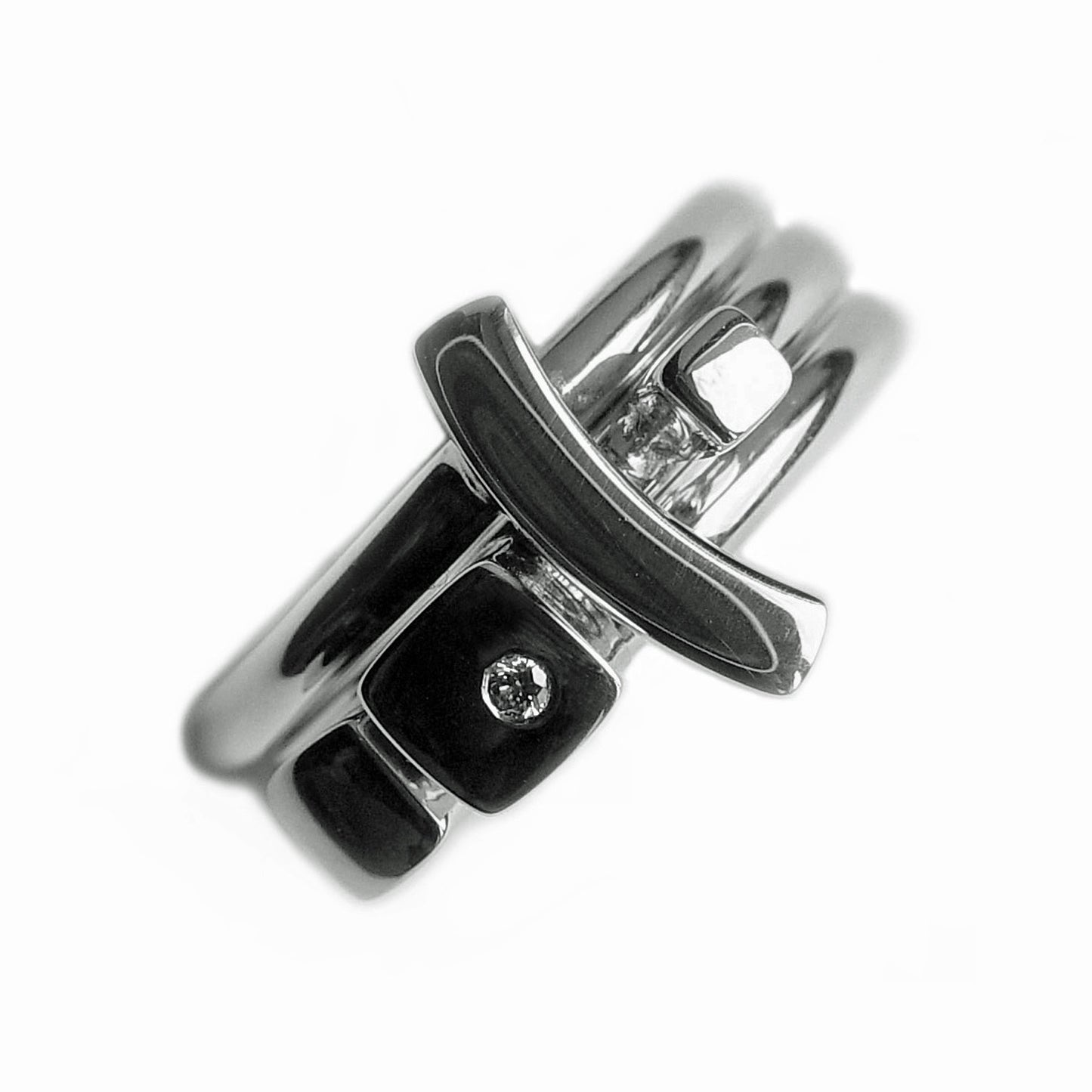 Silver Diamond Stacking Ring Set