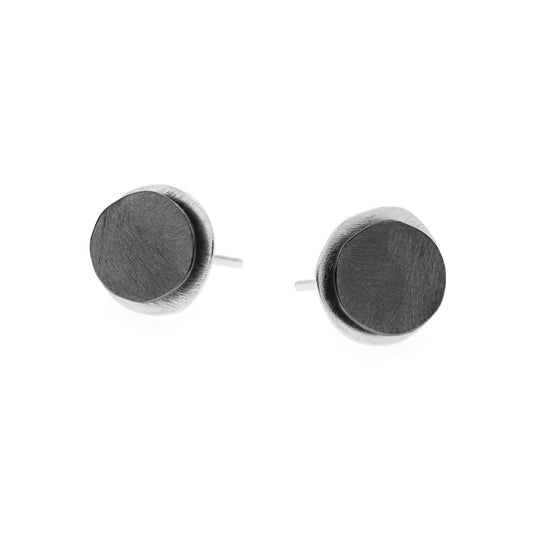 Black and Silver Pebble Studs