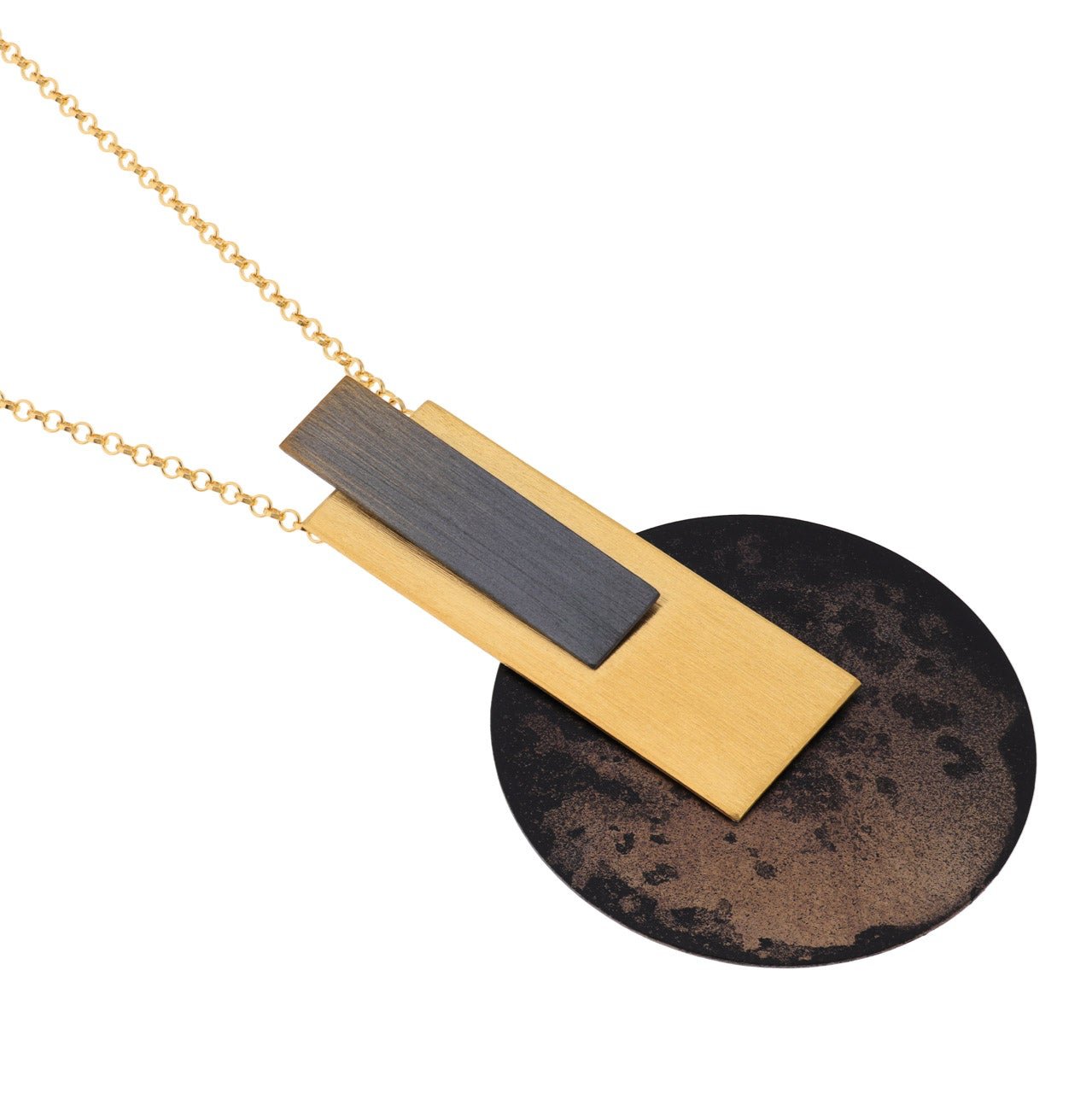 Oxidised Silver Gold Vermeil Geometry Pendant