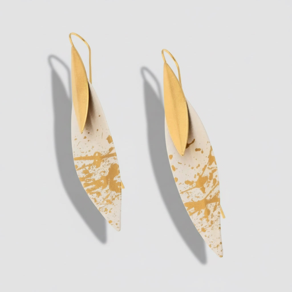 Large Layered Leaf Drop Earrings