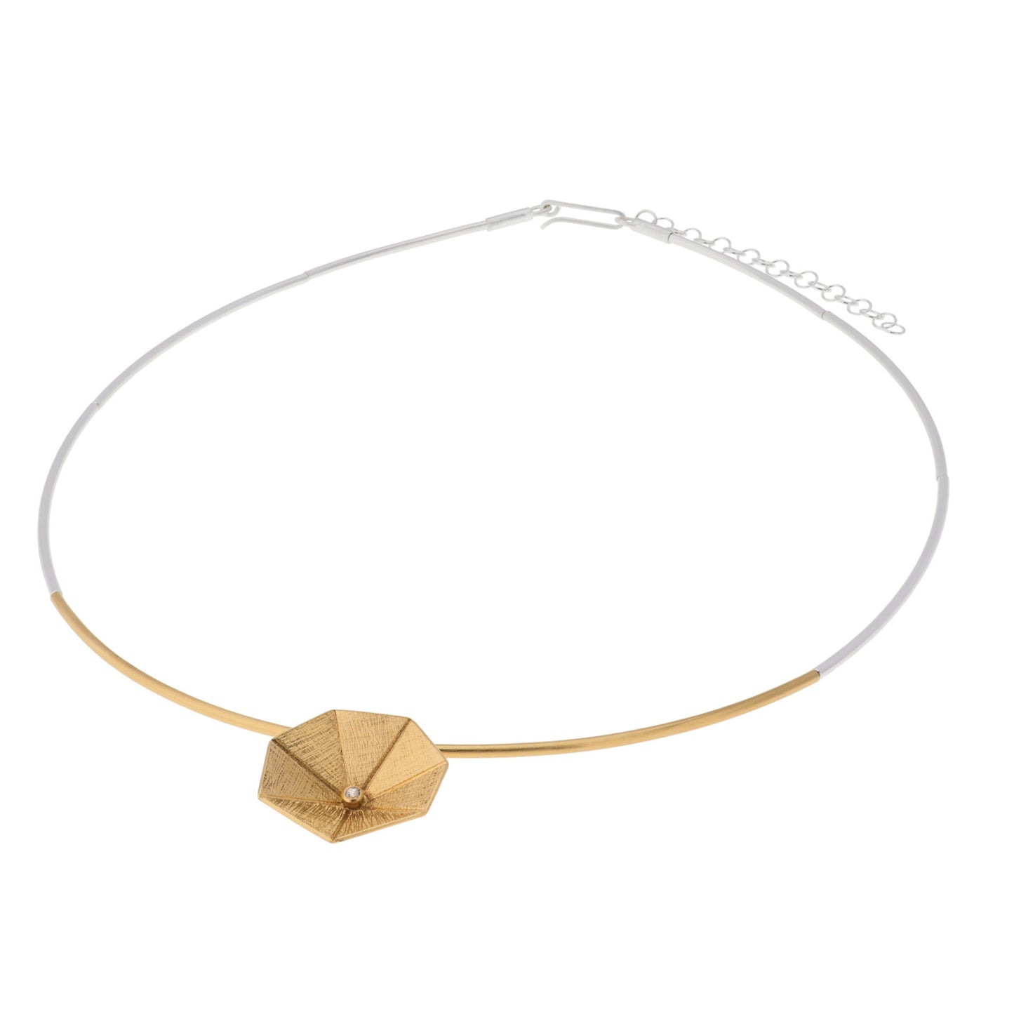 Gold Vermeil and Silver Fold Necklace