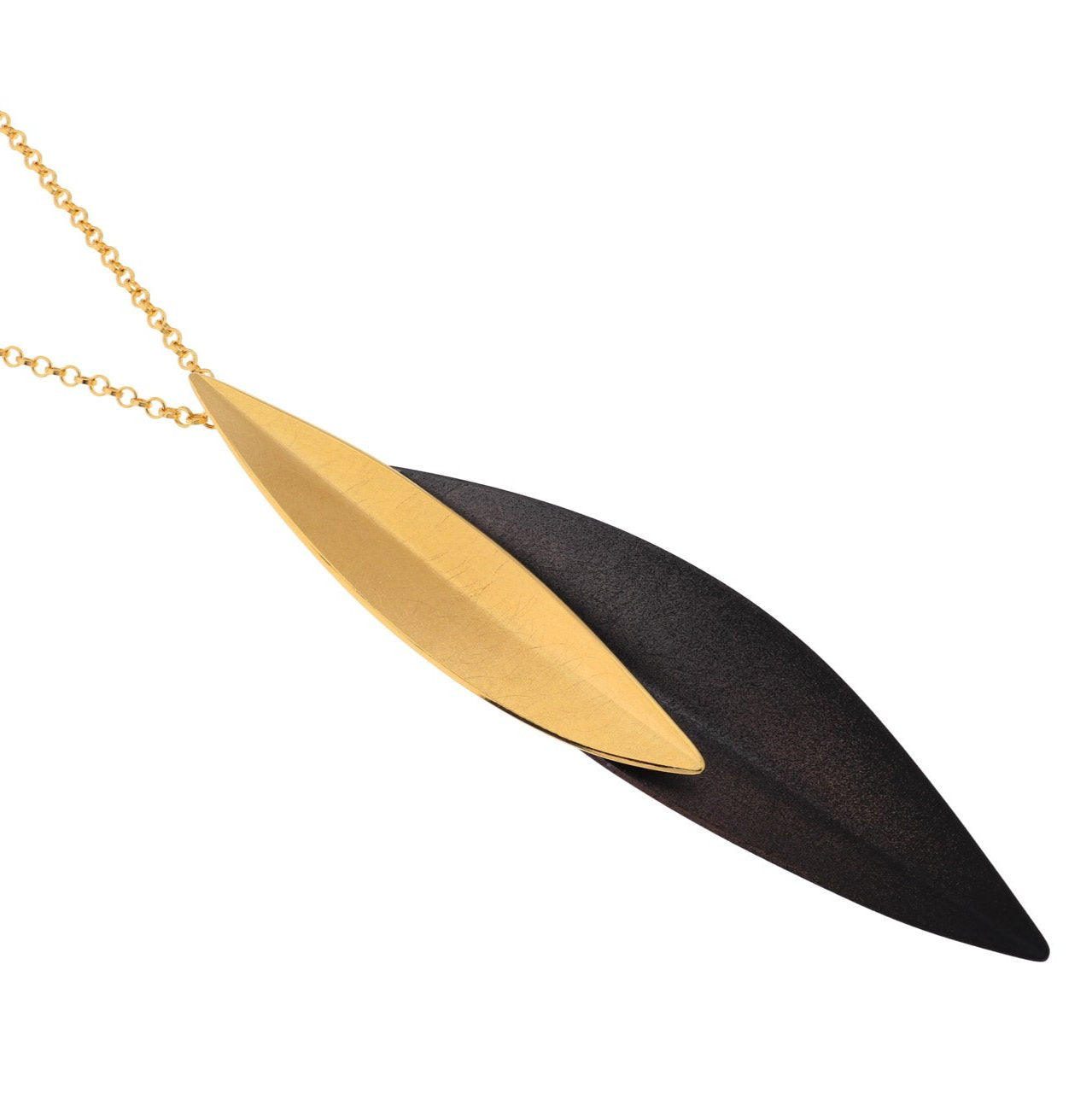 Silver Gold Vermeil Large Leaf Pendant