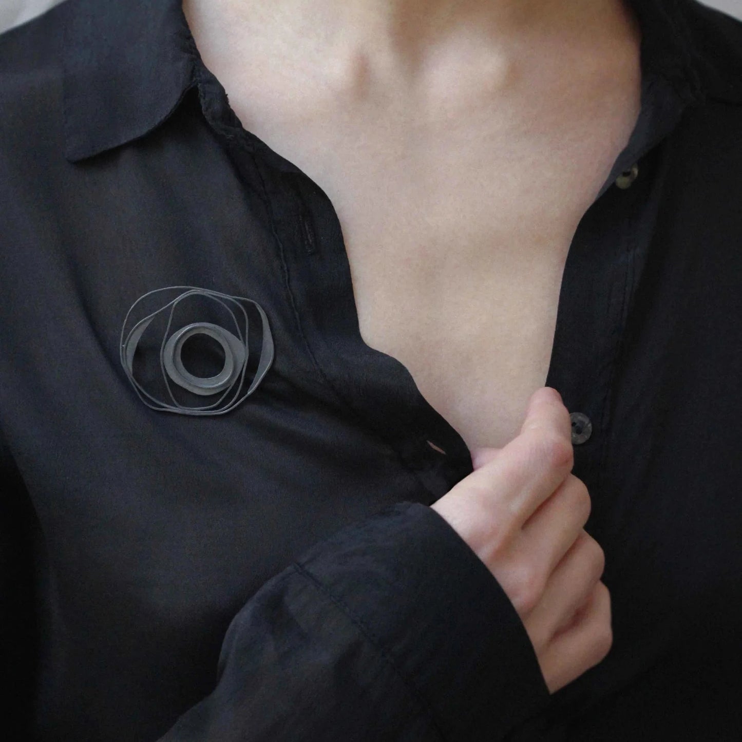 Ellos Oxidised Silver Brooch