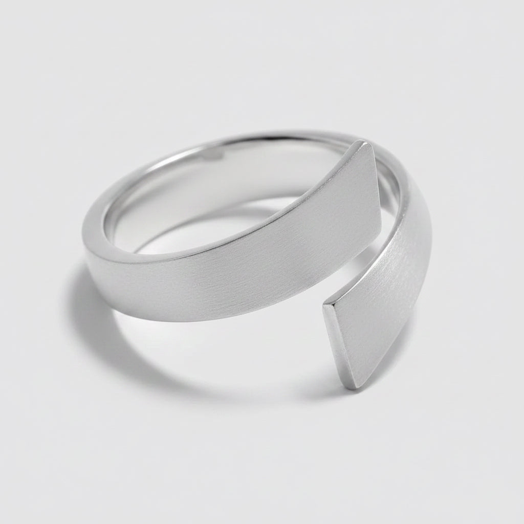 Brushed Silver Waves Ring