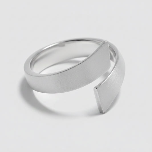 Brushed Silver Waves Ring