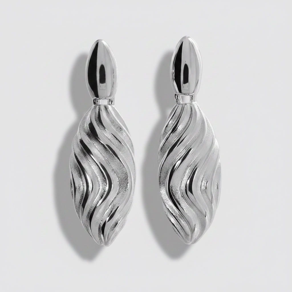 Creased Waves Drop Earrings
