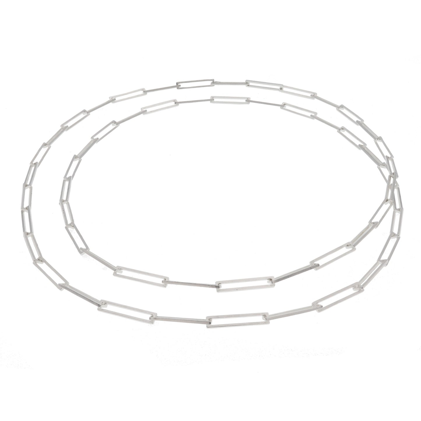 Silver 'Slim' Rectangular Link Necklace