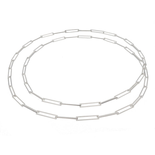 Silver 'Slim' Rectangular Link Necklace