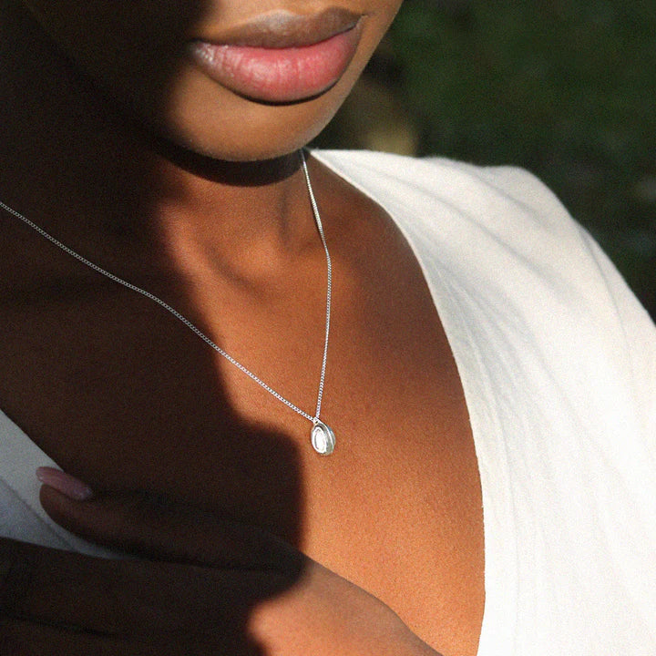 Silver 'ON' Pebble Necklace