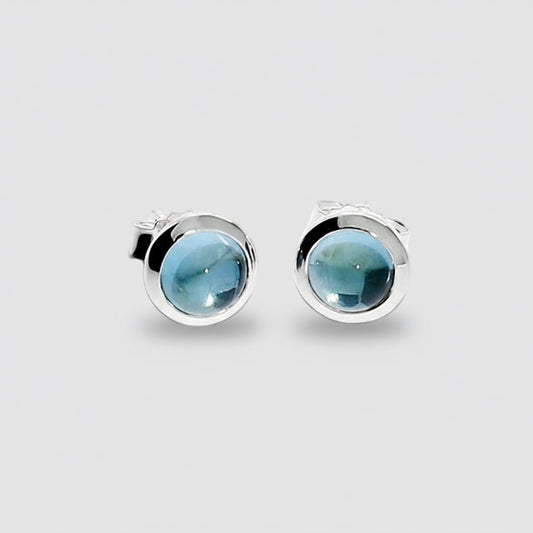 Blue Topaz Cabochon Studs