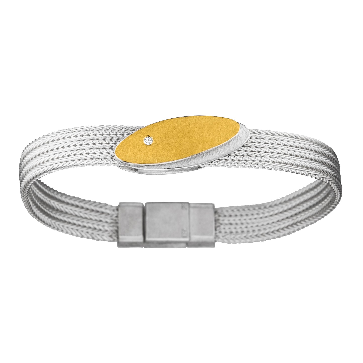 A179 - Silver and Gold Diamond Bracelet