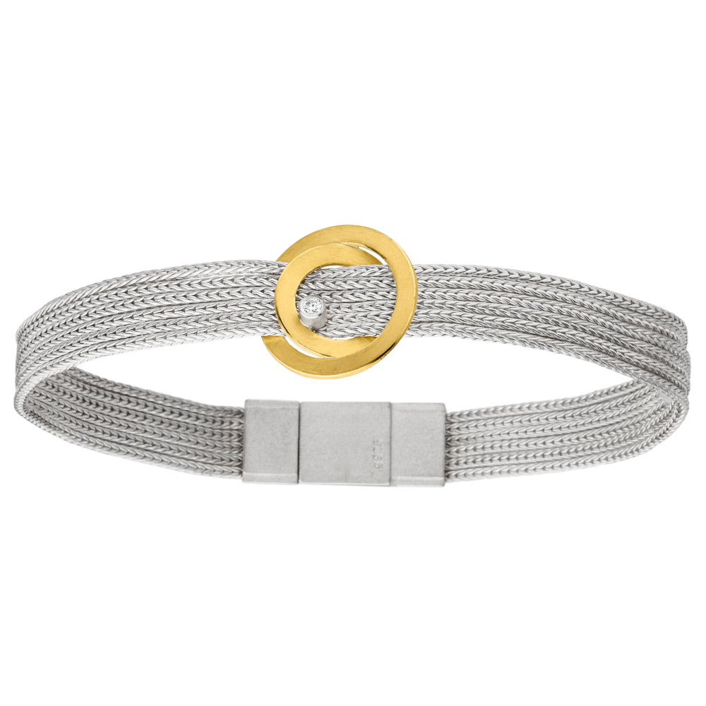 A196 - Silver, Gold & Diamond Bracelet
