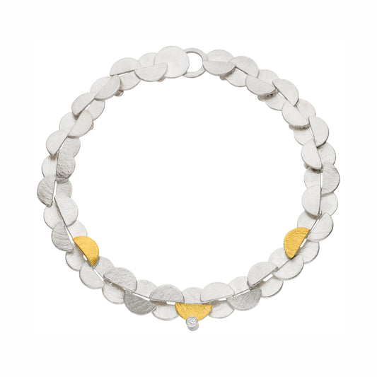A211 - Diamond and Silver Linked Bracelet