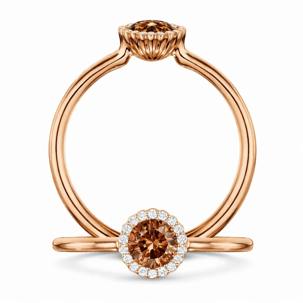 Cannelé Diamond Halo Engagement Ring