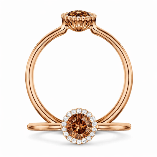 Cannelé Diamond Halo Engagement Ring