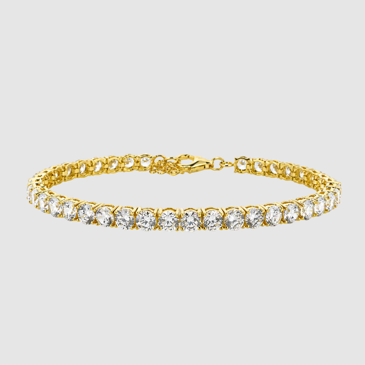 Sterling Silver Cubic Zirconia Gold Plate Claw Set Tennis Bracelet