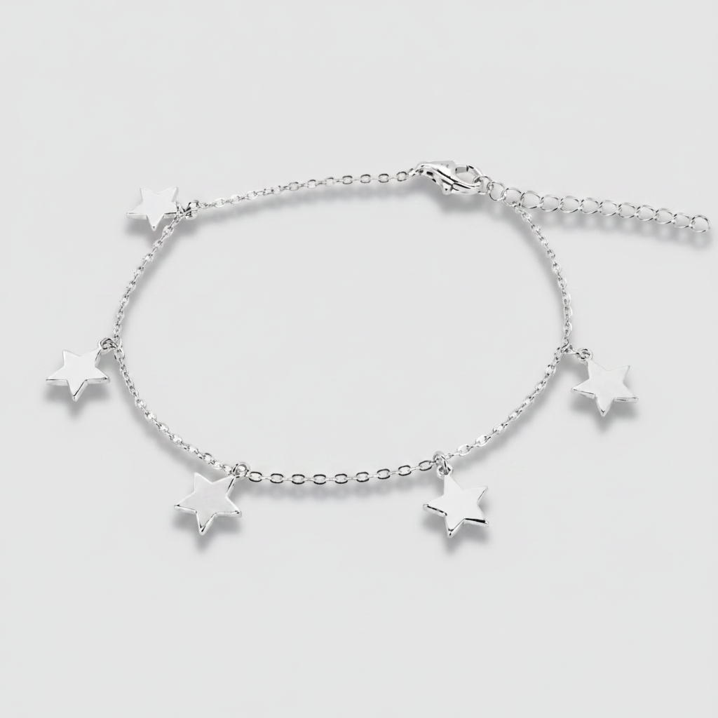 Silver Bracelet With Star Charms