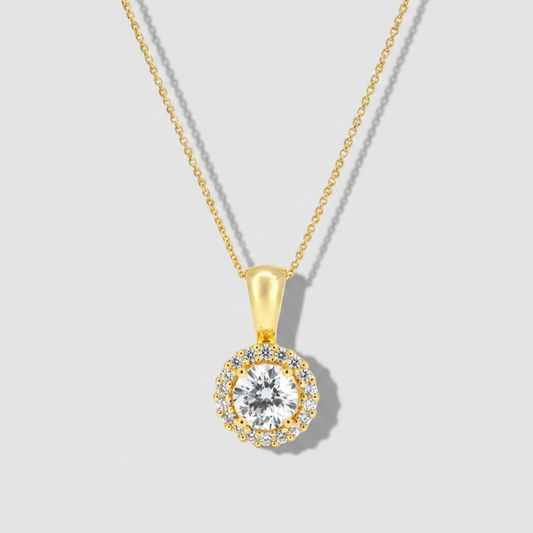 Silver Gold Plated CZ Cluster Pendant