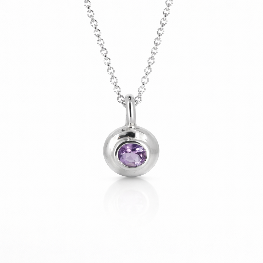 Mini Amethyst Silver Pendant