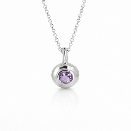 Mini Amethyst Silver Pendant