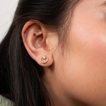 White Sapphire Circle Dewdrop Studs