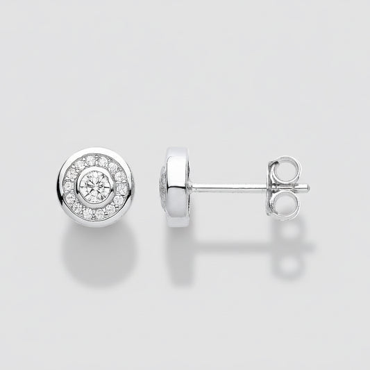 Round Silver CZ Studs