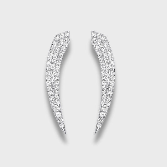 Silver CZ Fancy Cuff Stud Earring