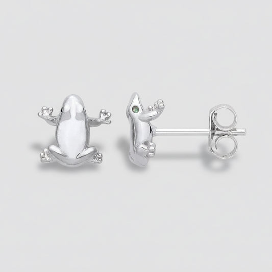 Silver Frog Stud Earrings