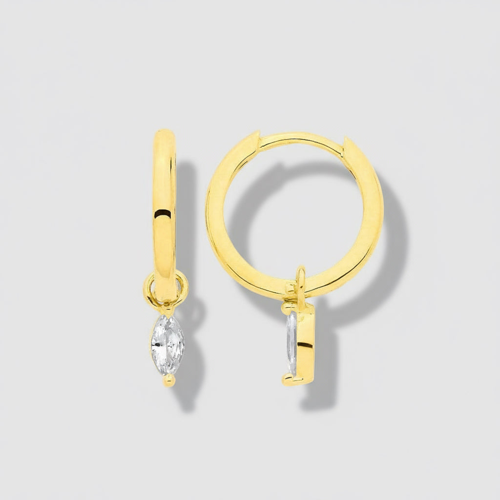 Dangly Gold CZ Hoops