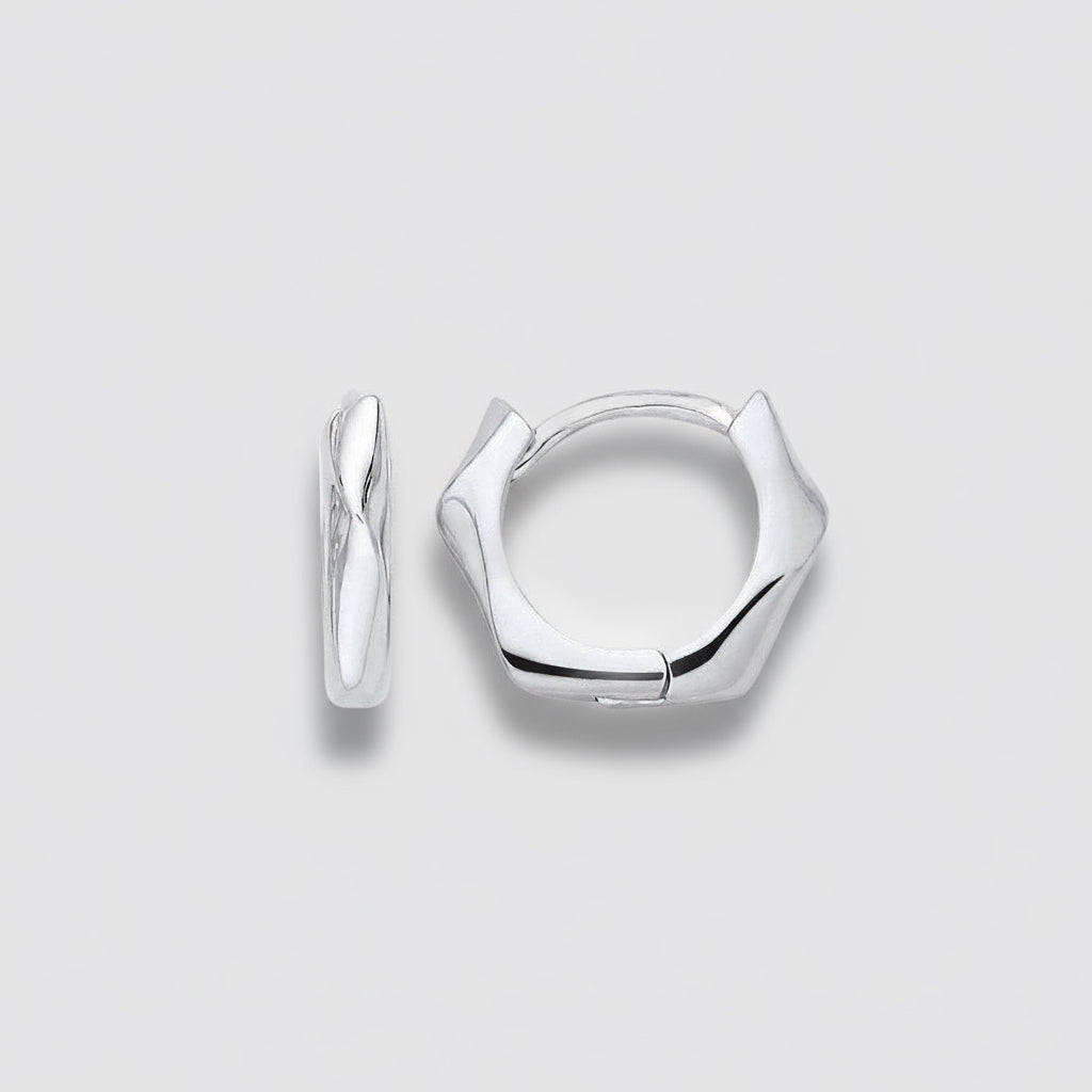 Flowing Geometric Silver Hoops