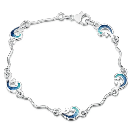 Bow Waves 5-link Enamel Bracelet in Sterling Silver