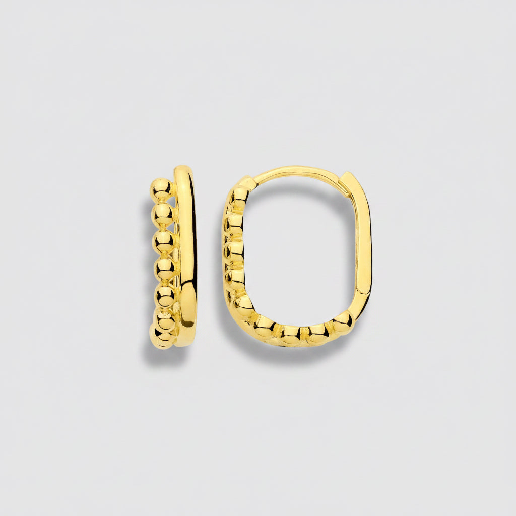 Gold Vermeil Beaded Oval Hoops