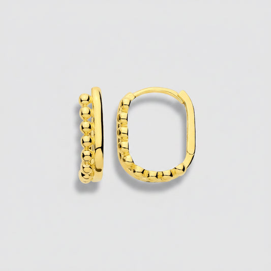 Gold Vermeil Beaded Oval Hoops