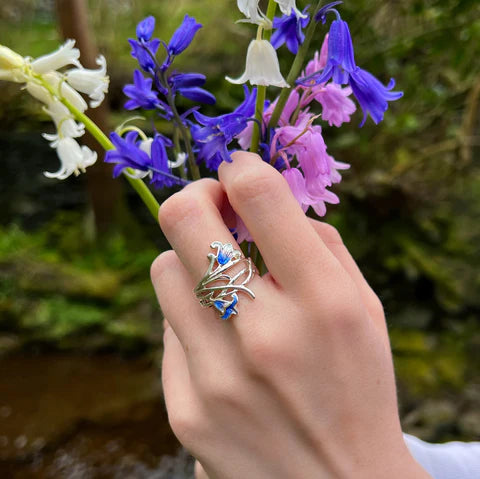 Bluebell 2-flower Enamel Ring