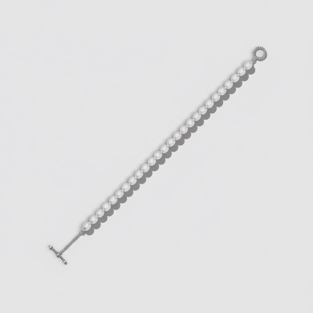 Silver bracelet on a light gray background