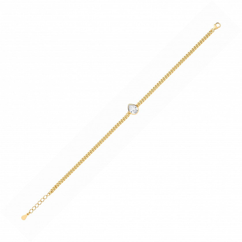 Silver and Gold Pear Stone Bracelet