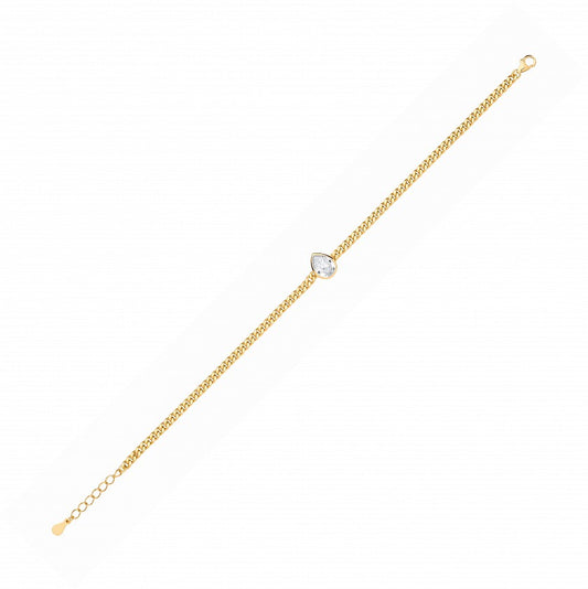 Silver and Gold Pear Stone Bracelet