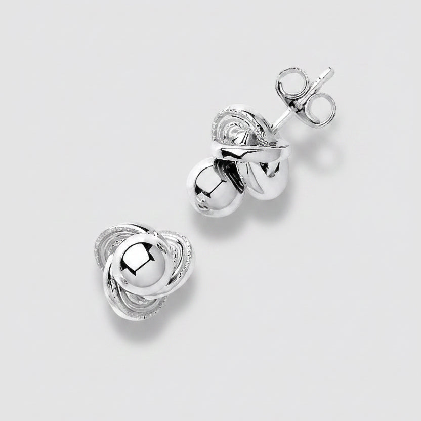 Sterling Silver Fancy Knot Stud Earrings