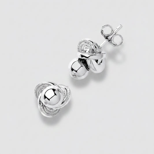 Sterling Silver Fancy Knot Stud Earrings