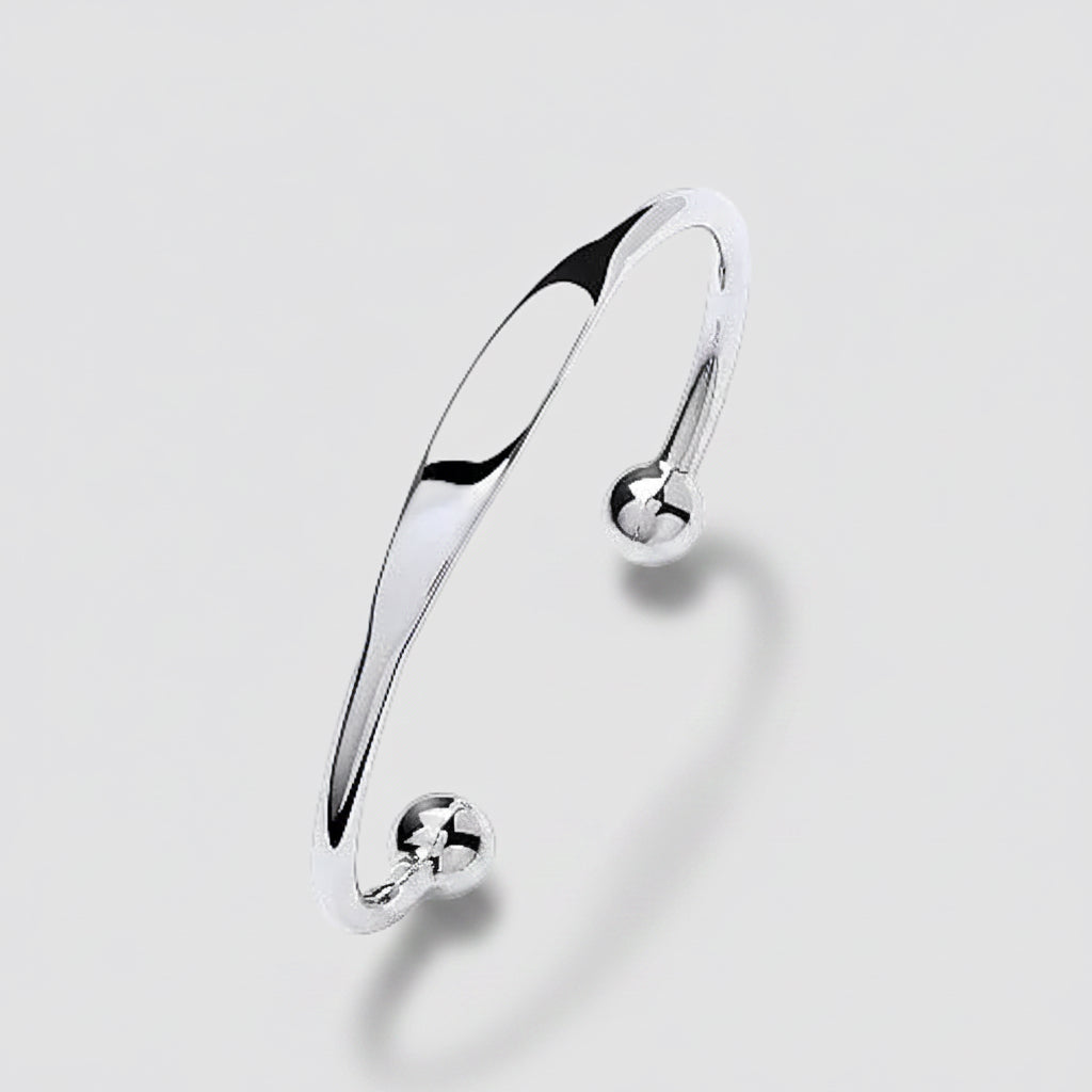 Silver ID Torque Bangle
